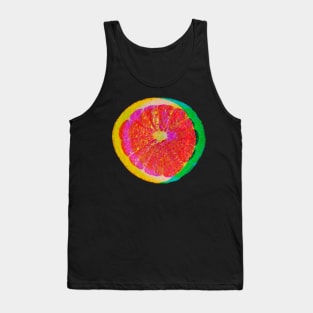 neon grapefruit citrus slices pop art pattern orange Tank Top